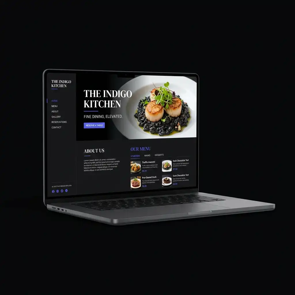 Mockup de sitio web para restaurante diseñado por Pragma